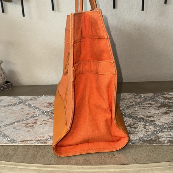 Tory Burch Ella Tote Bag Orange Medium Size - Picture 12 of 16